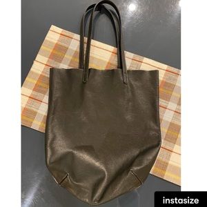 BAGGU Black Leather Tote